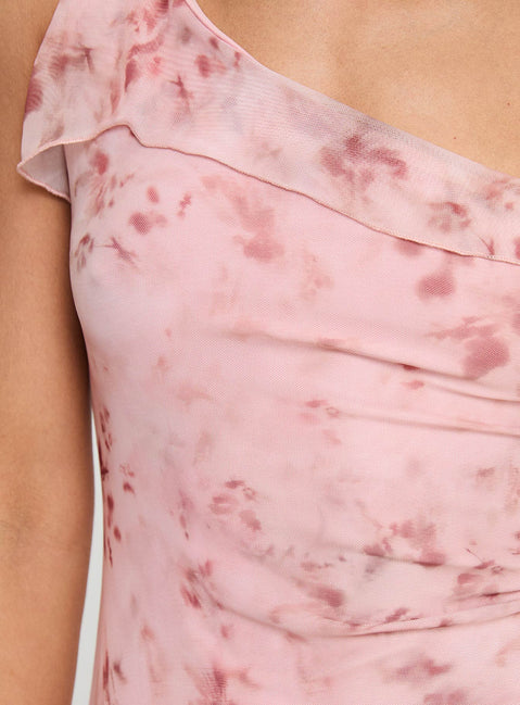 product Princess Polly Bramwell One Shoulder Mini Dress Pink Asymmetric Neckline 