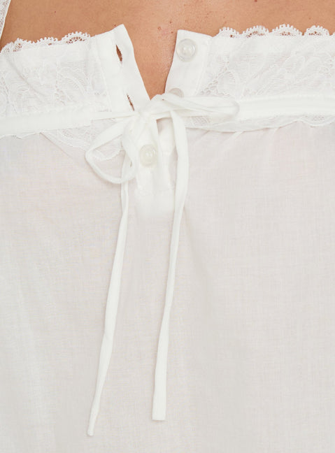 Evelynna Lace Trim Babydoll Cami Top White