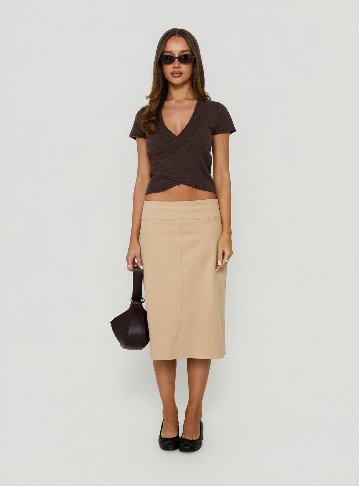 Camissa Knit Wrap Top Chocolate