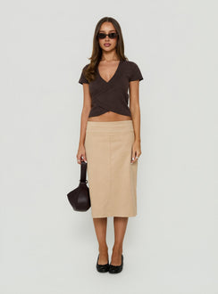 Camissa Knit Wrap Top Chocolate