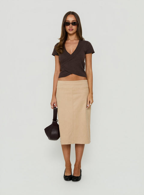 Camissa Knit Wrap Top Chocolate