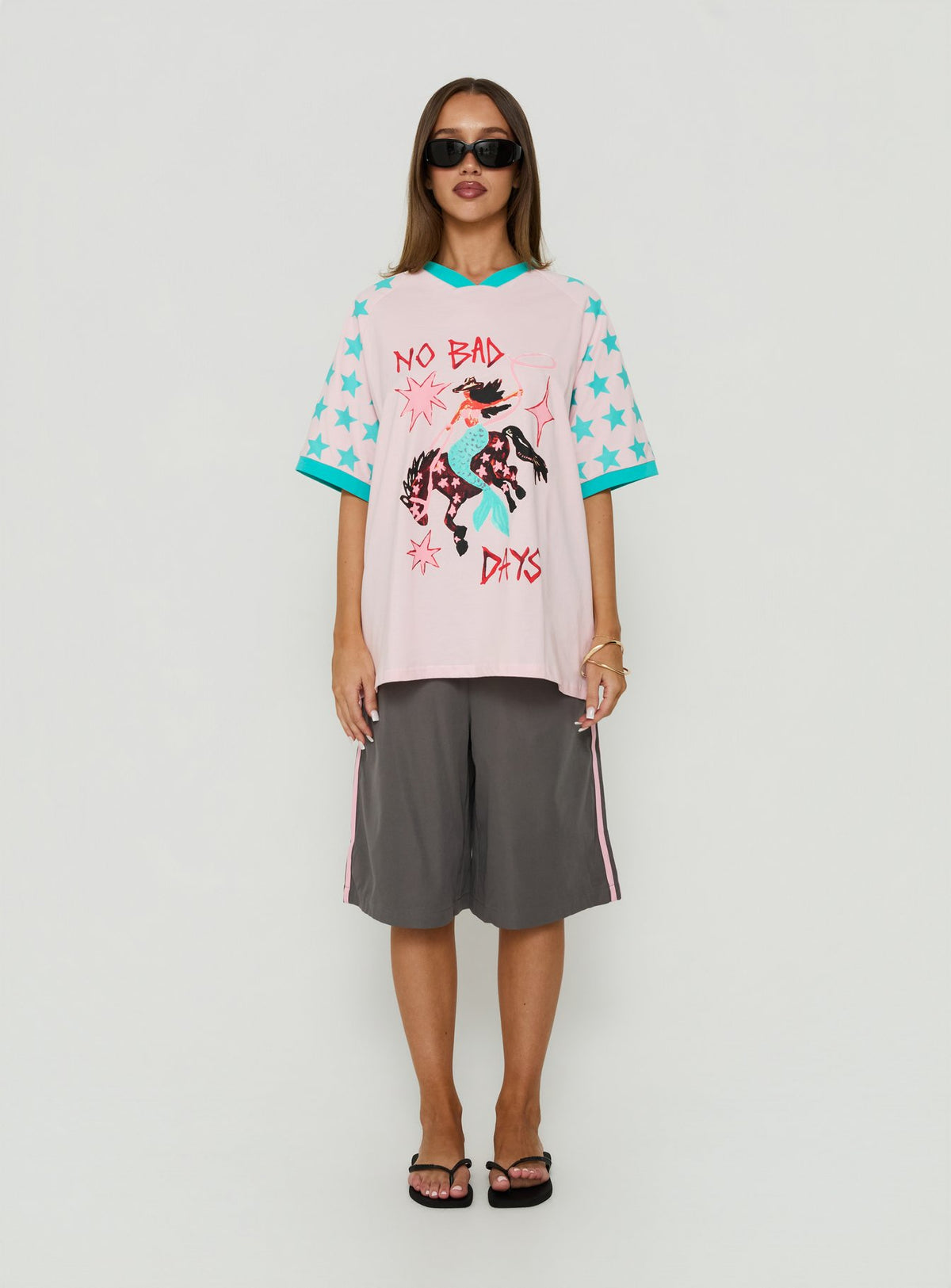 No Bad Days Oversized Graphic Tee Pink / Multi