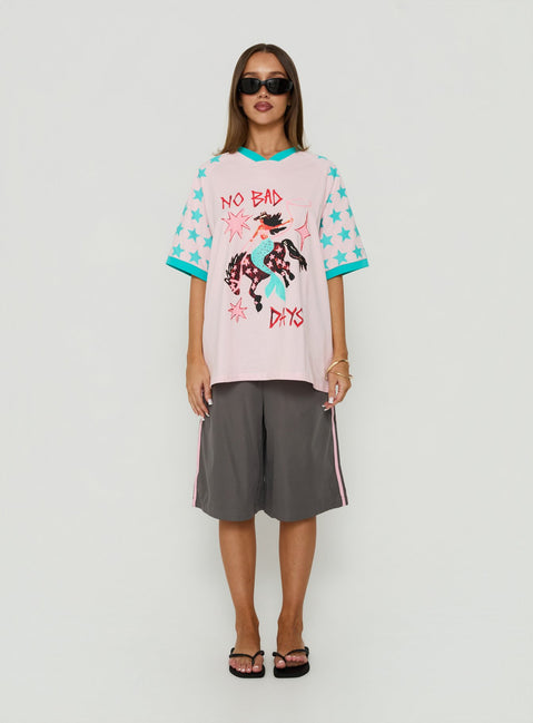 No Bad Days Oversized Graphic Tee Pink / Multi