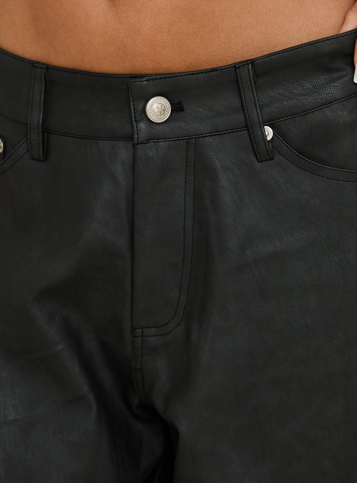 Spectator Faux Leather Longline Shorts Black