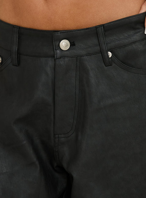 Spectator Faux Leather Longline Shorts Black