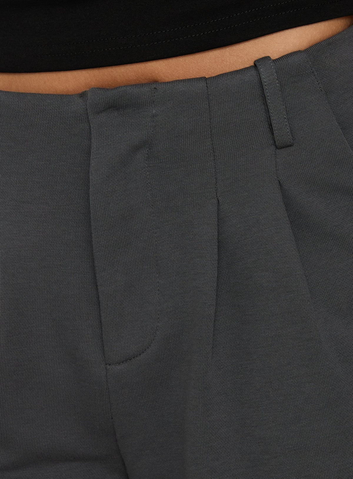 Charlea Fleece Tailored Longline Short Charcoal