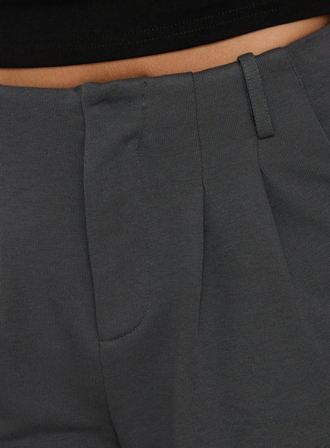 Charlea Fleece Tailored Longline Short Charcoal
