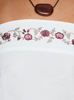 Ahera Floral Detail Strapless Top White