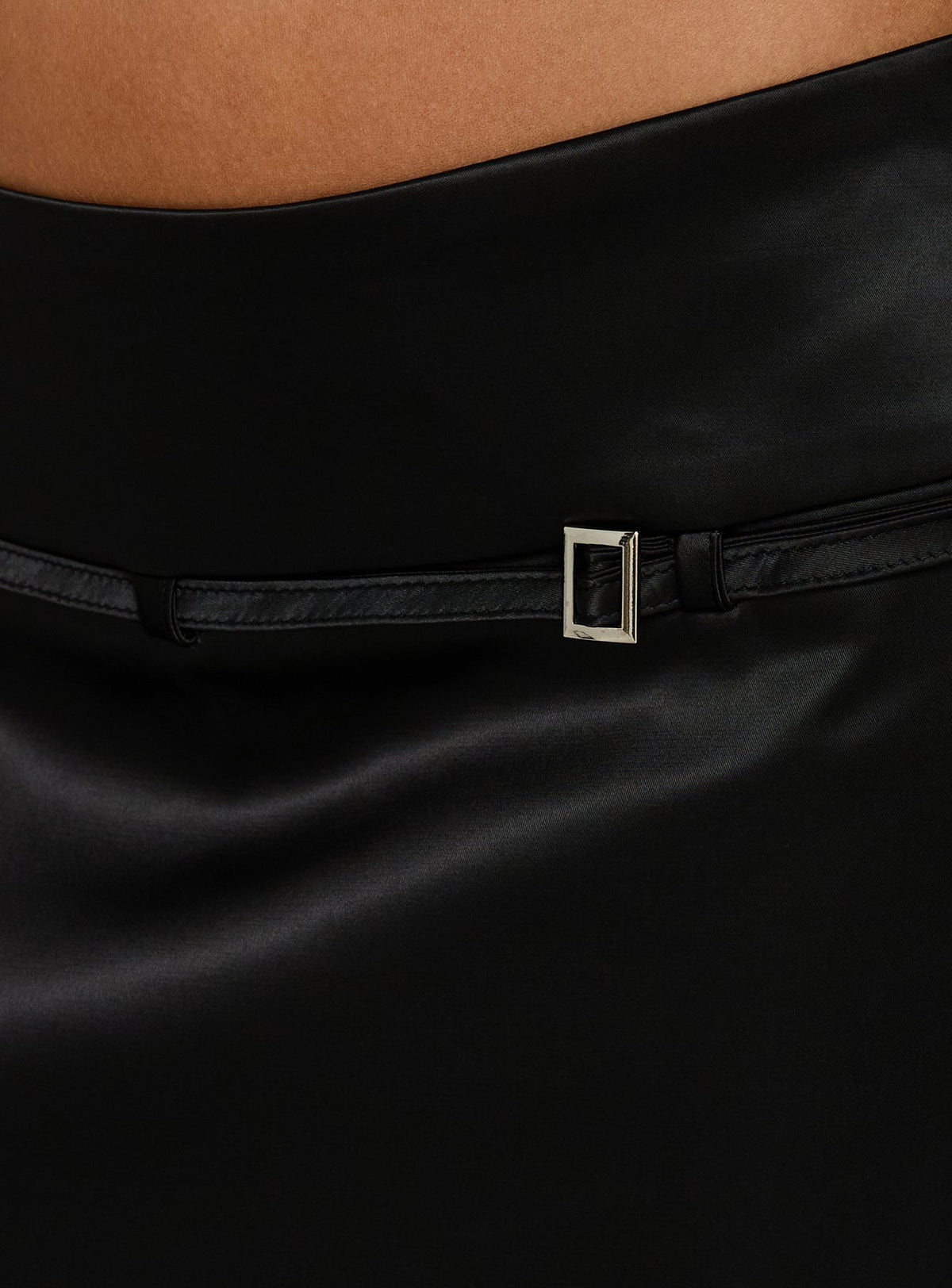 Highlighting the Losanna Buckle Mini Skirt Black womens-skirts with belt in mini length Princess Polly