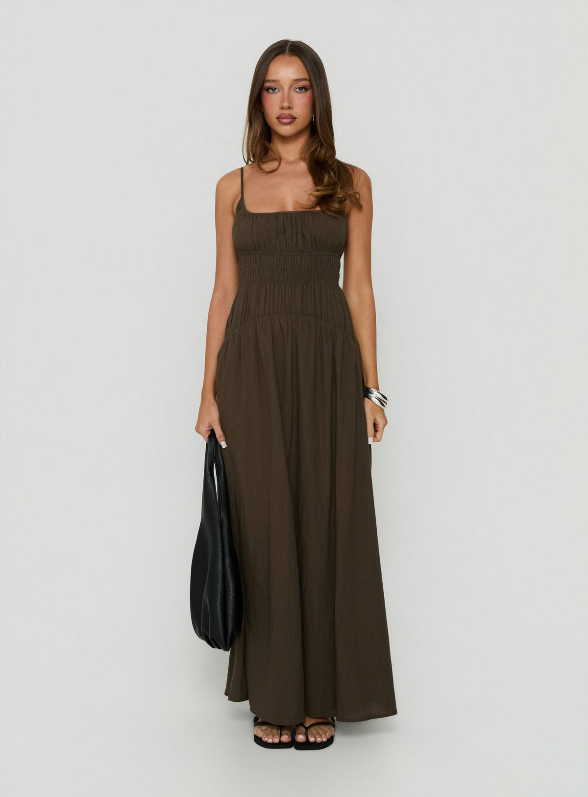 Magnolie Shirred Maxi Dress Green