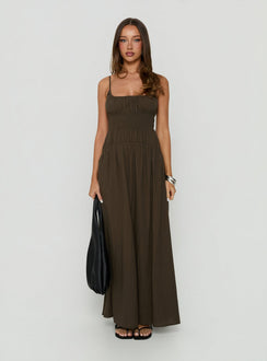 Magnolie Shirred Maxi Dress Green