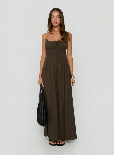 Magnolie Shirred Maxi Dress Green
