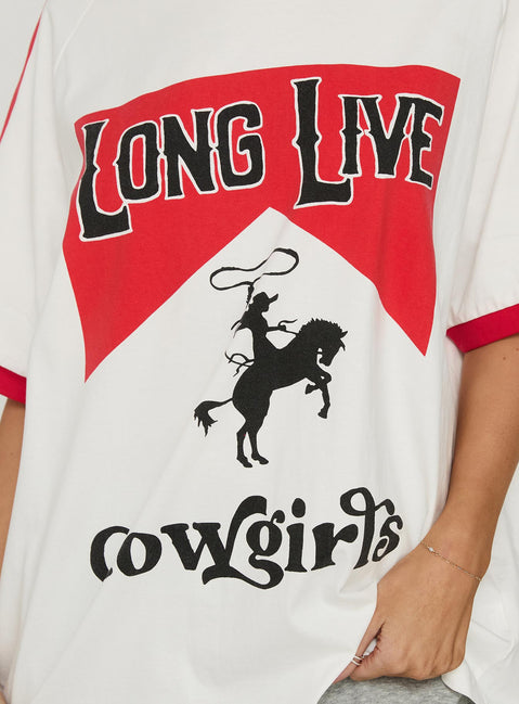 Long Live Cowgirls Oversized Graphic Tee White / Multi