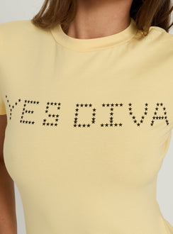 Yes Diva Graphic Baby Tee Yellow