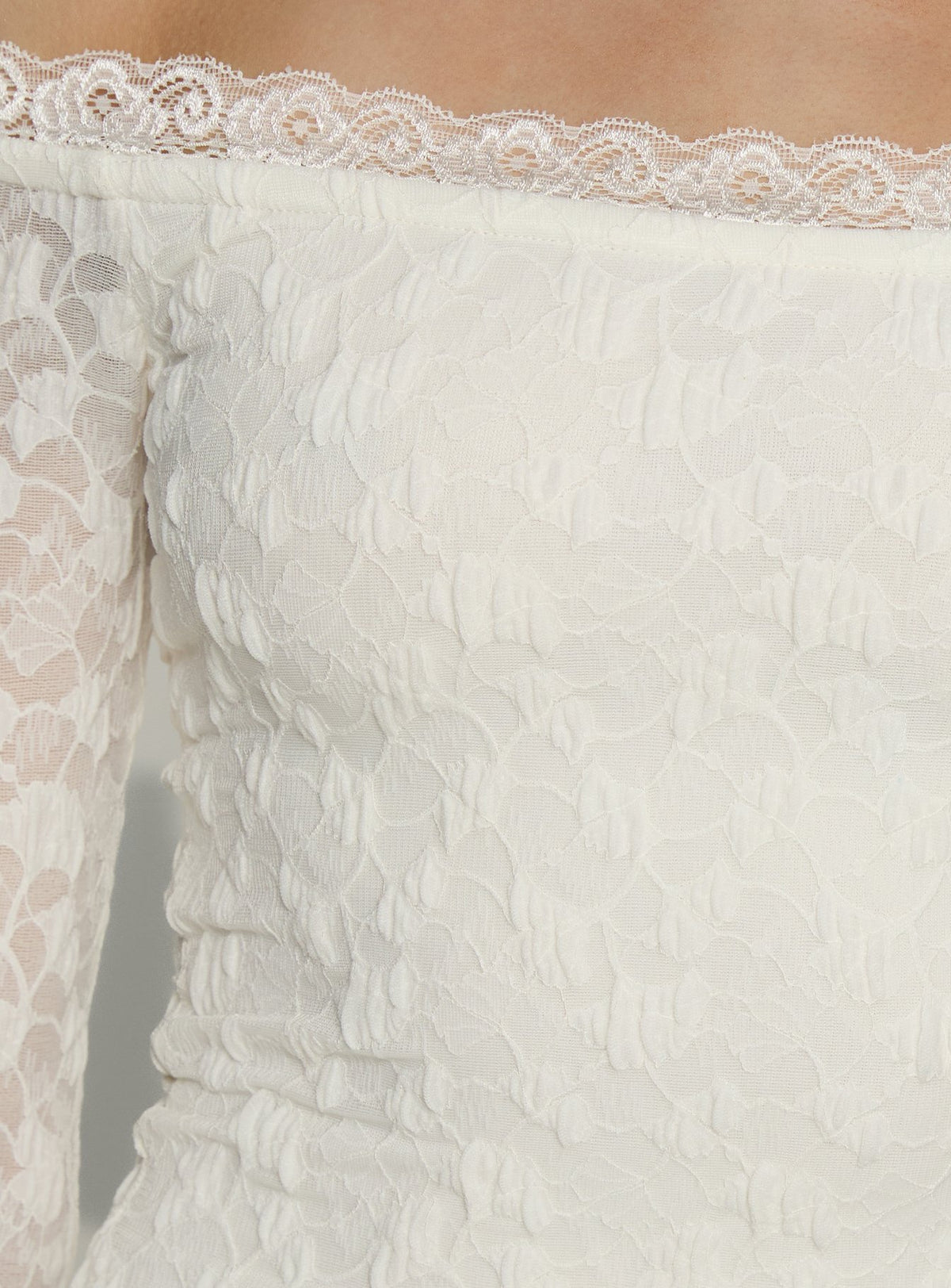 Avenues Long Sleeve Lace Mini Dress White