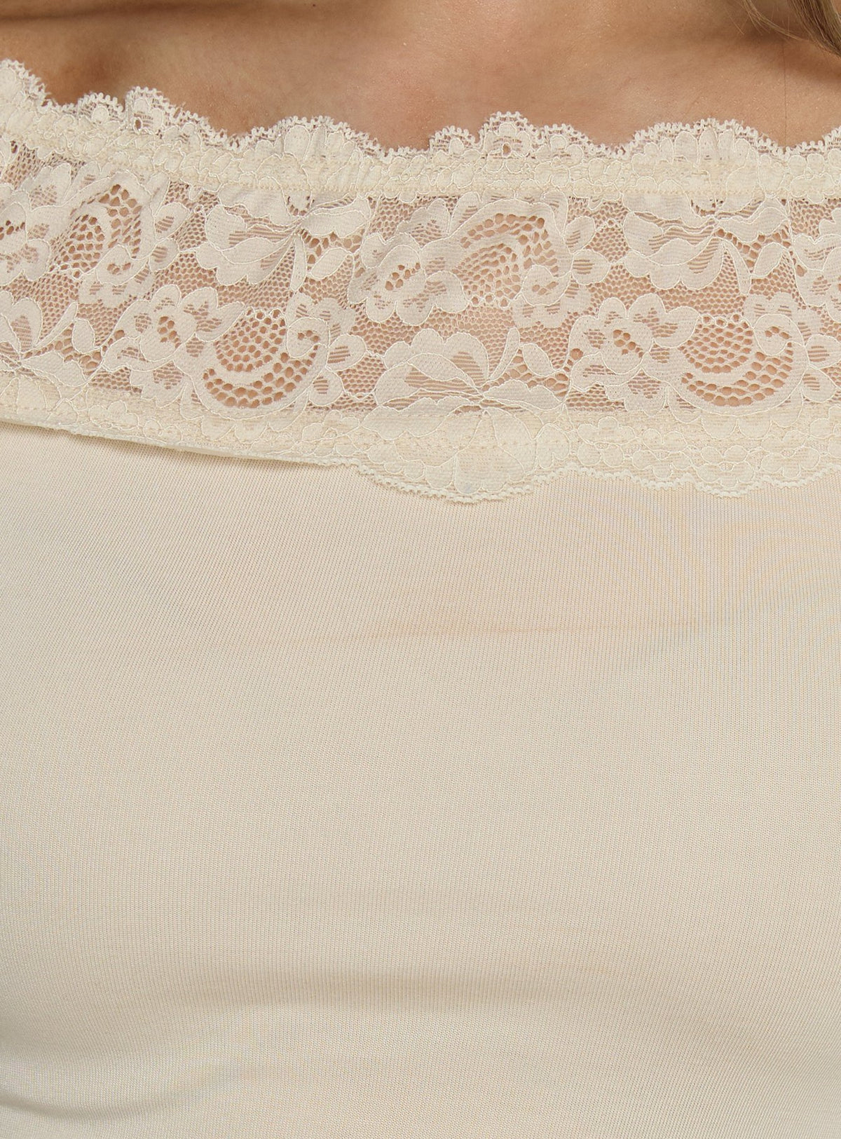 Breiann Lace Off Shoulder Long Sleeve Top Butter