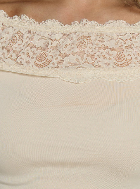 Breiann Lace Off Shoulder Long Sleeve Top Butter