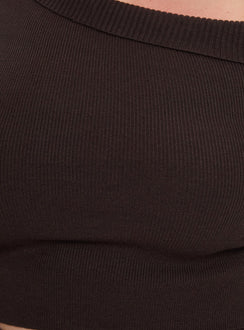 product Princess Polly Sina Off The Shoulder Top Chocolate Curve Cropped Jumpers Jumpers 