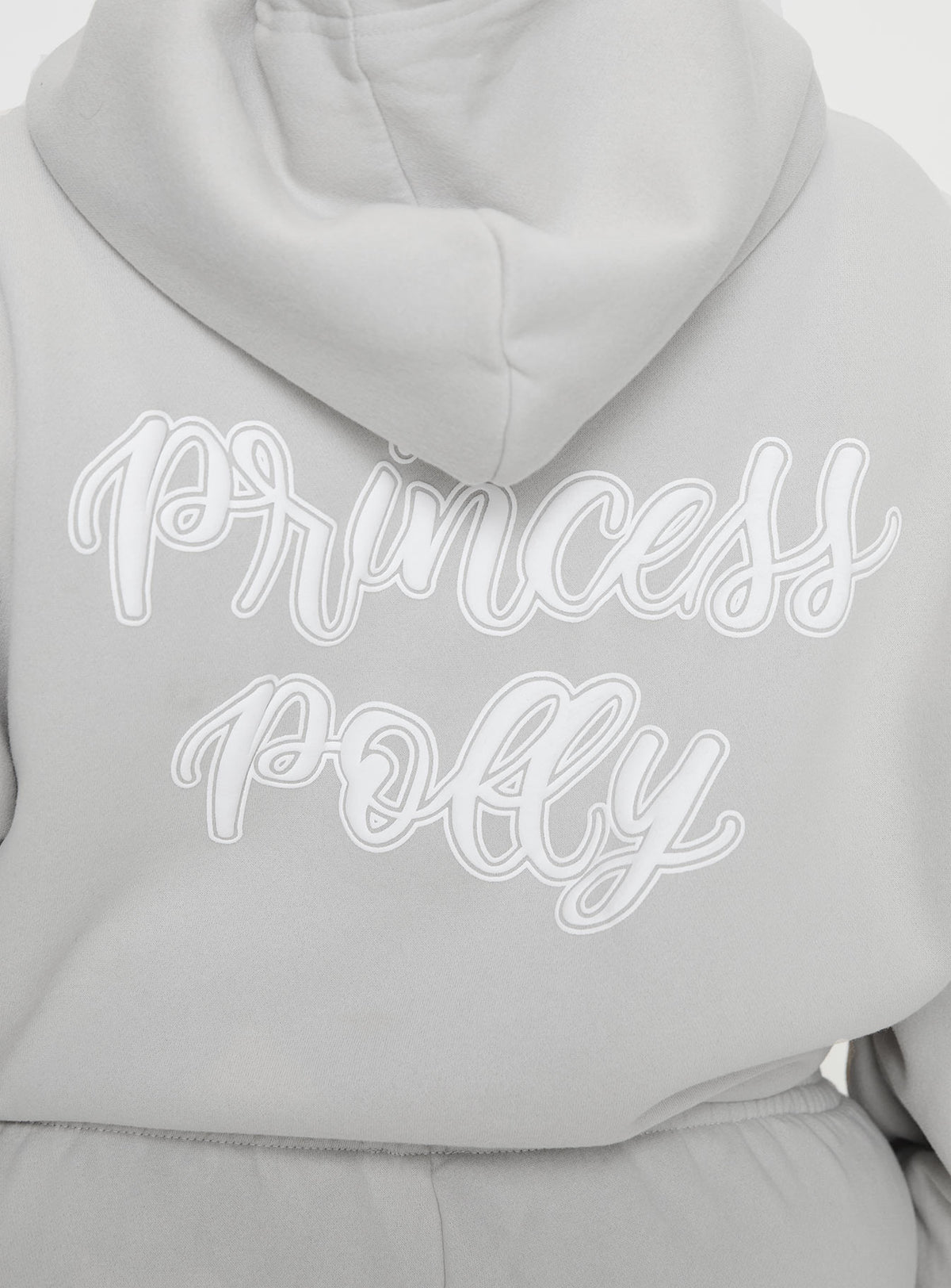 product Princess Polly Princess Polly Hooded Sweatshirt Puff Text Grey Curve Jumpers 