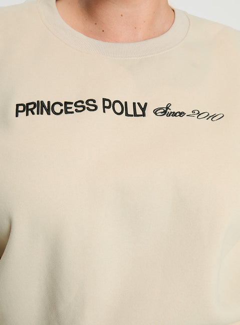 product Princess Polly Princess Polly Crew Neck Sweatshirt Block / Cursive Text Stone Curve regular Jumpers 
