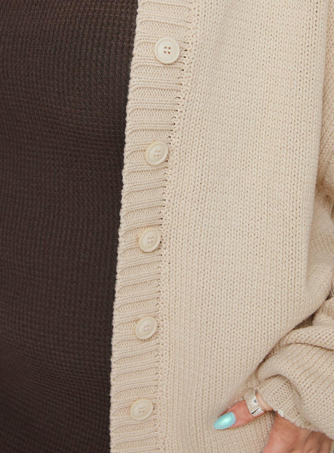 product Princess Polly Edern Cardigan Cream Curve Longline Jumpers Jumpers 