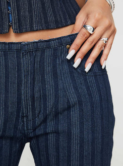 product Princess Polly Charismatic Low Rise Flared Jeans Dark Pinstripe Low Rise Jeans Jeans 