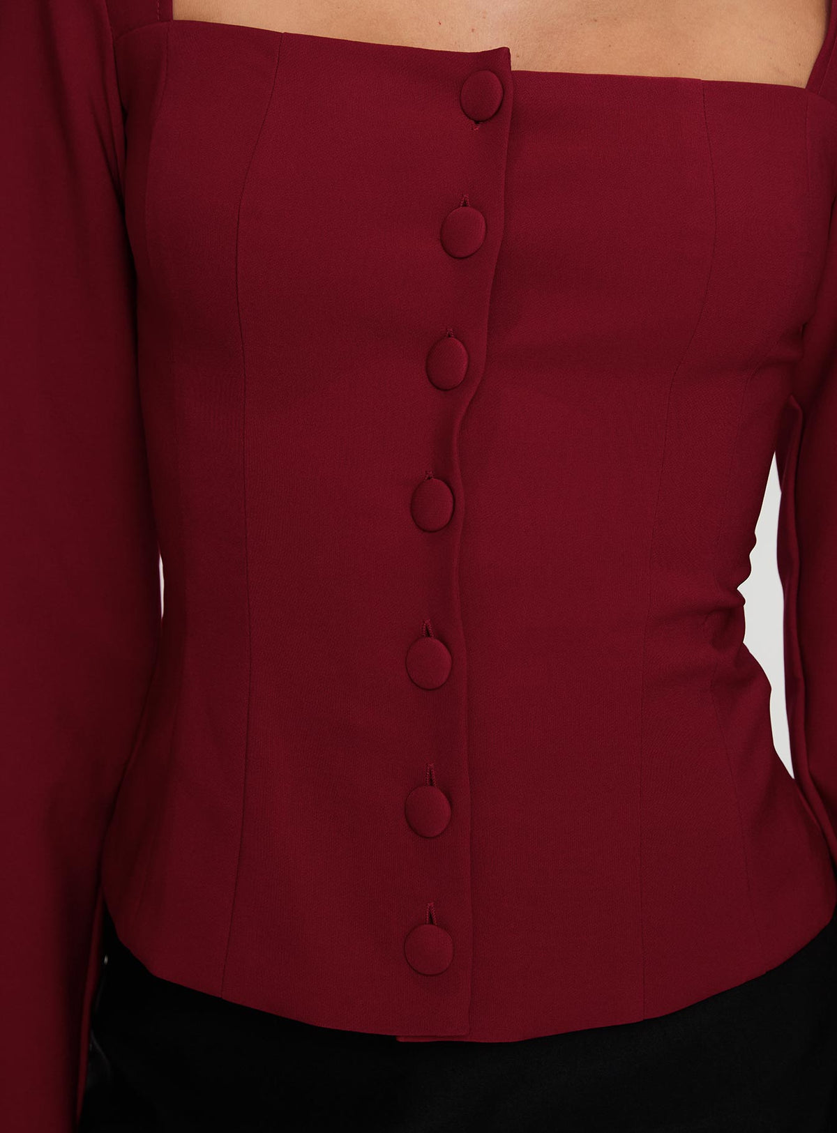 product Princess Polly Gaskin Long Sleeve Top Burgundy Full Sleeves Square Neck 