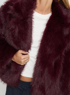 Liannah Faux Fur Jacket Red