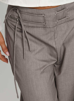 back view of model wearing Princess Polly Just Have Fun Wide Leg Pant Grey Tall High Rise Pants Pants 