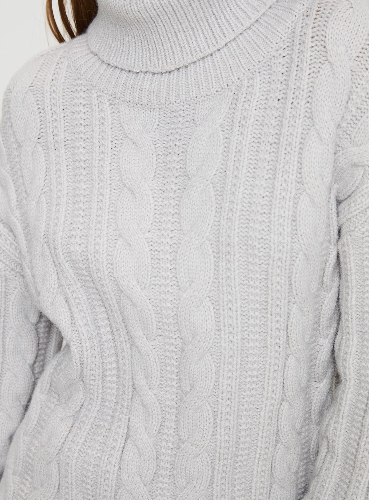 back view of model wearing Princess Polly Nyle Knit Sweater Grey Longline Jumpers Jumpers 