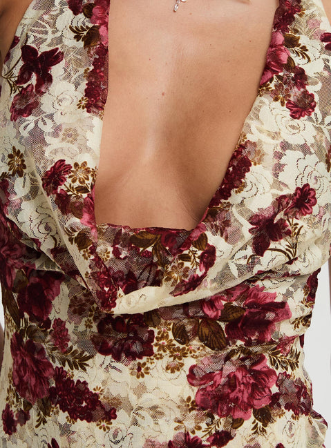 product Princess Polly Capulet Halter Cowl Top Floral Sleeveless Cowl 