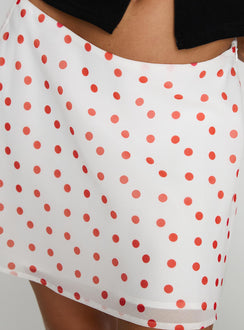 product Princess Polly Dapple Bias Mini Skirt White / Red Polka Mini Skirts Skirts 