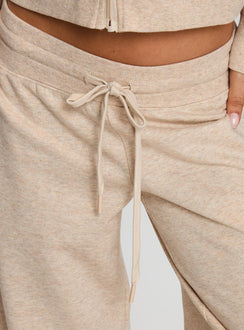 back view of model wearing Princess Polly Mindful Low Rise Pant Oat Marle Pants 