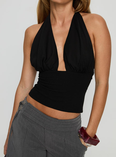Korienna Halter Chiffon Top Black