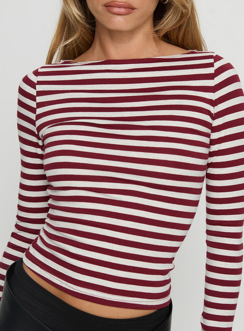 Derrica Long Sleeve Top Red / Grey Stripe
