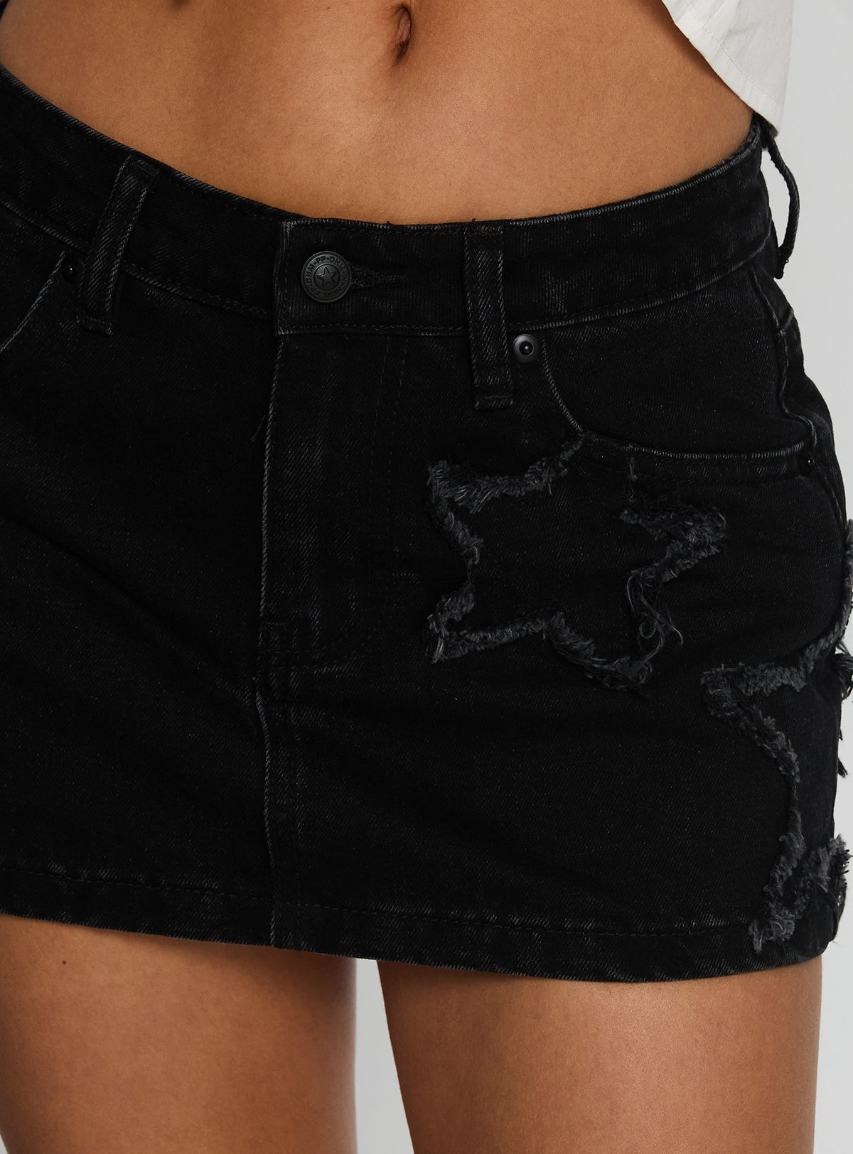 Seeing Stars Denim Mini Skirt Washed Black