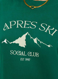 product Princess Polly Apres Ski Crew Neck Sweatshirt Green / Cream Jumpers 