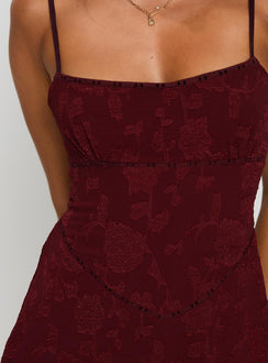 product Princess Polly South Of France Mini Dress Burgundy Square Neck 