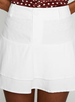   front view of model wearing Princess Polly Boderek Mini Skirt White Mini Skirts Skirts 