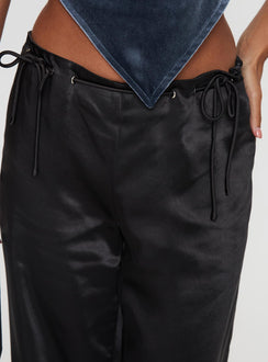 back view of model wearing Princess Polly Thrill Of It All Pant Black High Rise Pants Pants 