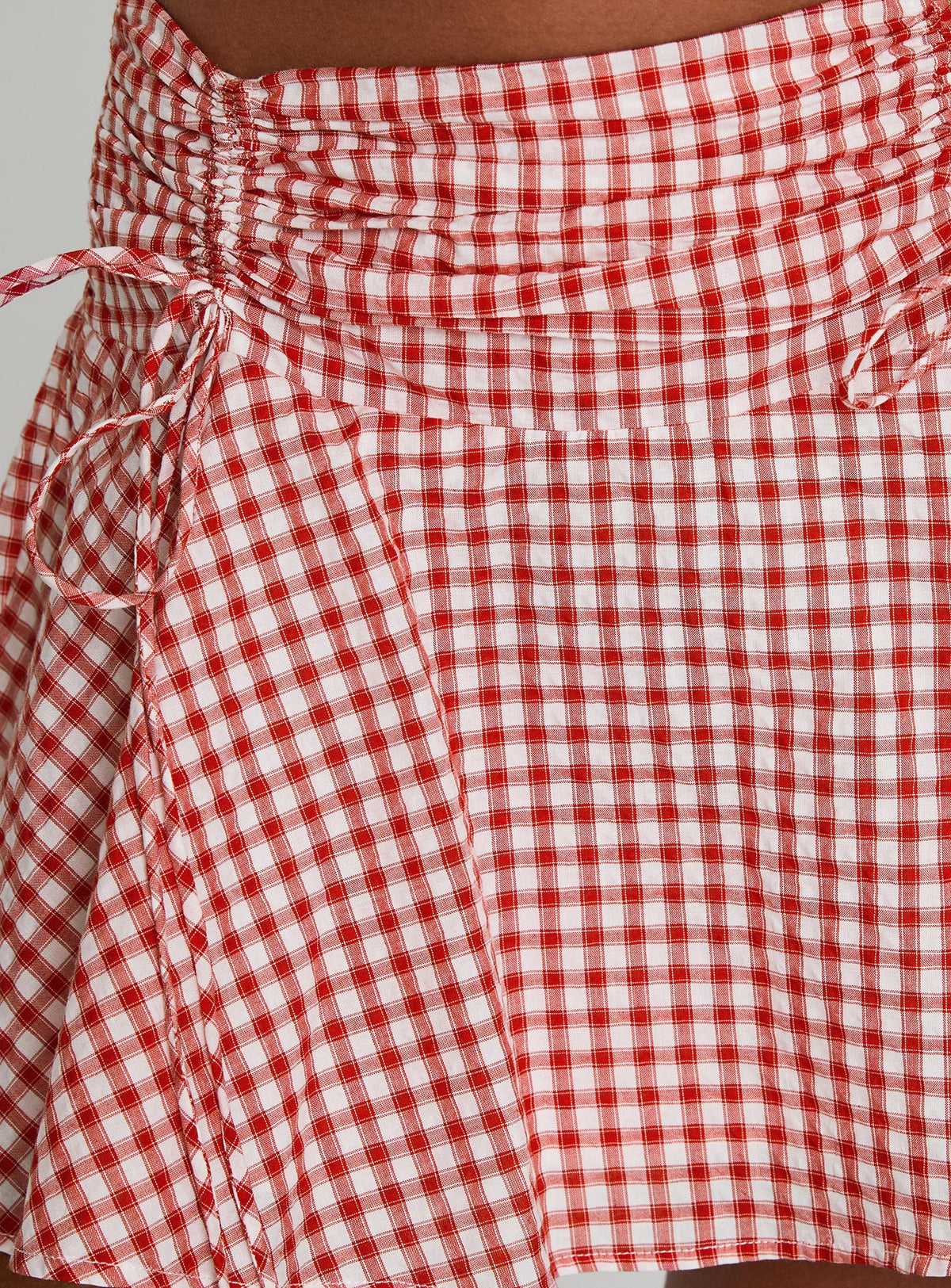 product Princess Polly Sweet Verona Ruched Mini Skirt Red Check Mini Skirts Skirts 