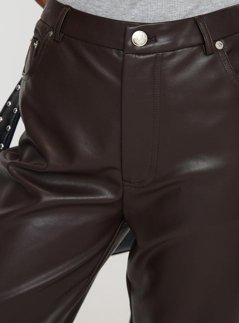 back view of model wearing Princess Polly Nolene Low Rise Pants Chocolate High Rise Pants Pants 