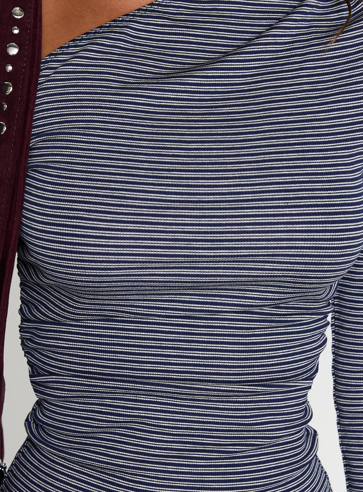product Princess Polly Beller Long Sleeve Top Navy Stripe Full Sleeves Asymmetric Neckline 