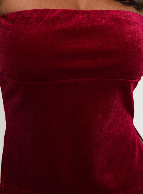 product Princess Polly Janece Strapless Velvet Top Red Sleeveless straight 