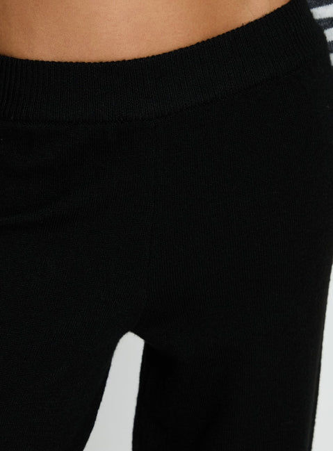 product Princess Polly Bekki Wide Leg Knit Pant Black High Rise Pants Pants 