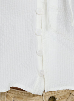 Kalysa Ruffle Short Sleeve Blouse Top White