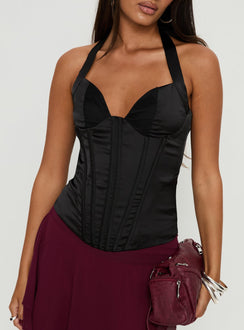 Raeshelle Halter Corset Top Black