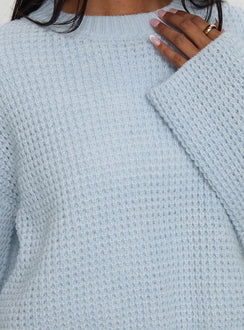 product Princess Polly Elinda Knit Sweater Blue Cropped Jumpers Jumpers 