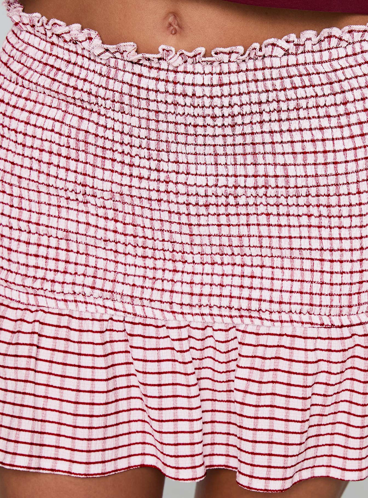 product Princess Polly Real Love Baby Shirred Mini Skirt Red White Check Mini Skirts Skirts 