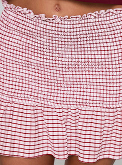 product Princess Polly Real Love Baby Shirred Mini Skirt Red White Check Mini Skirts Skirts 